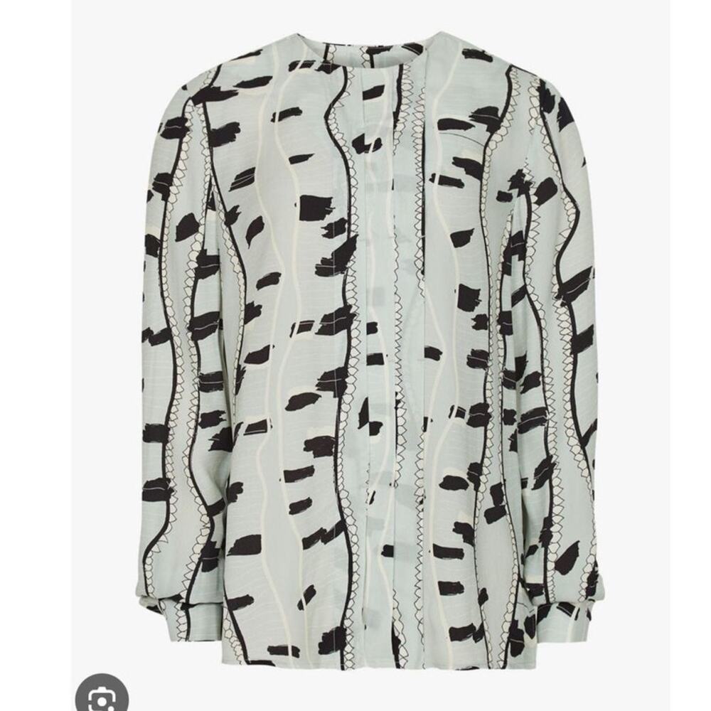 Reiss Sienna Snake Print Long Sleeve Top Size 4 Cream Multi - Picture 8 of 11